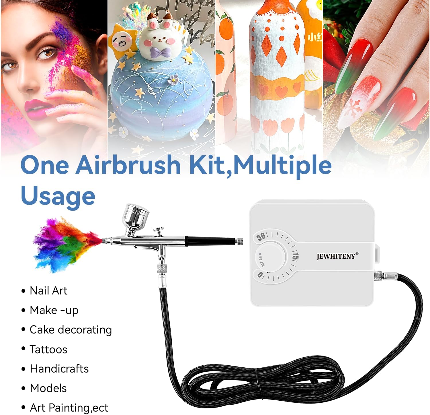 JEWHITENY Professional Airbrush Kit: AirBrush for Nails, Multifunctional Spray Painting Tool,0.2/0.3/0.5mm Nozzle Makeup Set Nail Airbrush Machine for Ombre French Airbrush Paint Home DIY & Salon - Image 7
