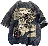 WelcometoDynict Unisex Y2K Oversized T-Shirt Rose Letter Print Gothic Grunge Graphic Tee 100% Cotton