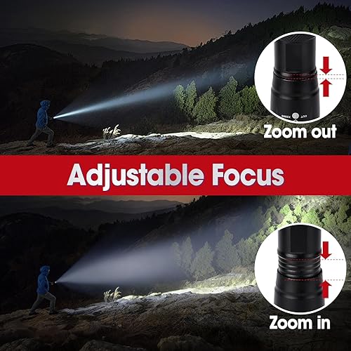 Miniatura 3 de Paquete de 7 linternas de alto lúmenes, linterna táctica con 5 modos, linternas LED impermeables con zoom para el hogar, linterna pequeña para