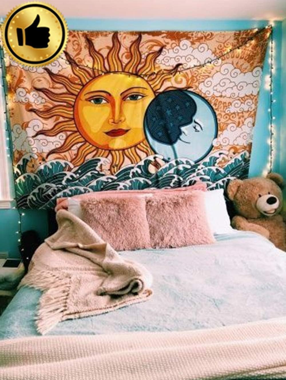 SROOD Indian Mandala Sun Tapestry Bohemian Wall Hanging Tapestries Yoga Mats Psychedelic Celestial Indian Sun Hippie Hippy Tapestry (150X200cm)