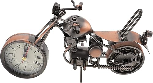 Veemoon Reloj despertador digital para motocicleta, reloj despertador silencioso, despertador de batería, escultura de metal, estante de escritorio,