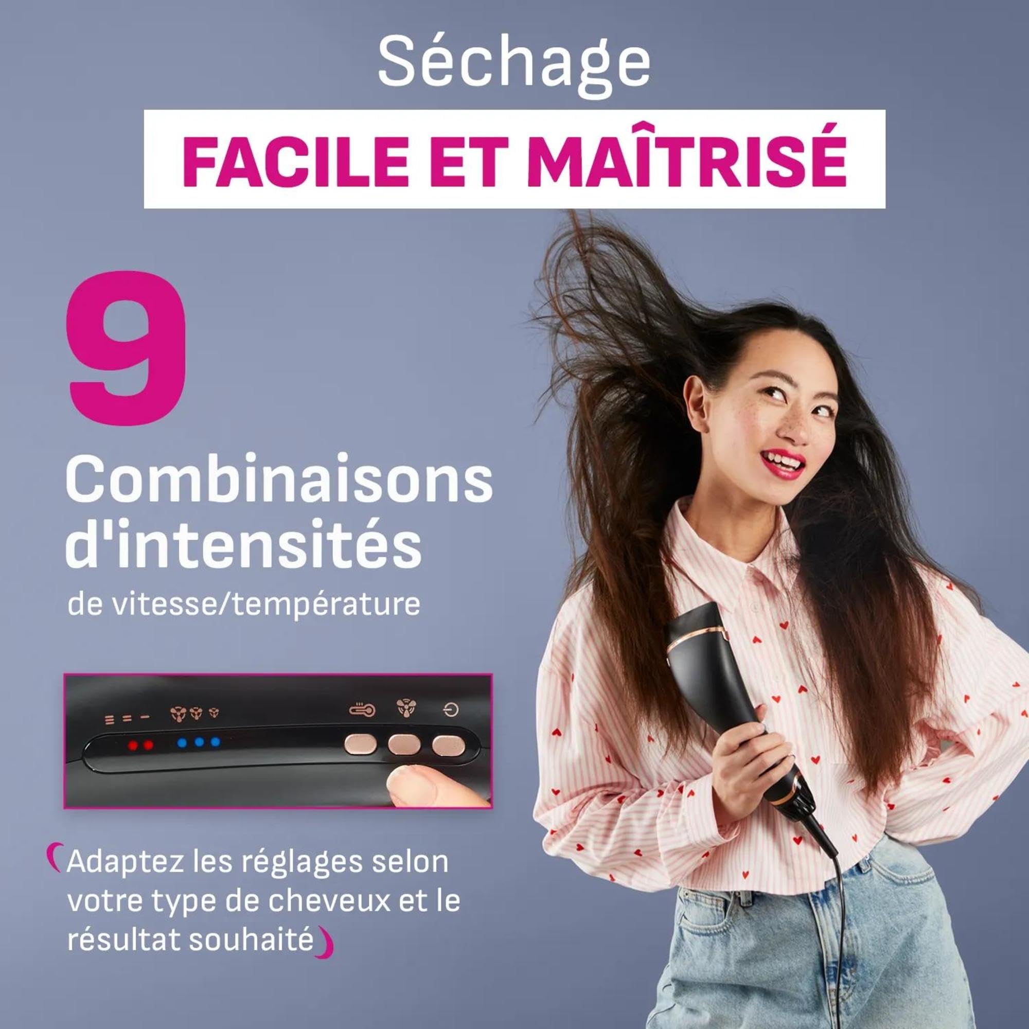 Calor Air Motion, Sèche-cheveux lissant, Design révolutionnaire, Léger, Puissant, Moteur digital, Effet Coanda, CF8C20C0