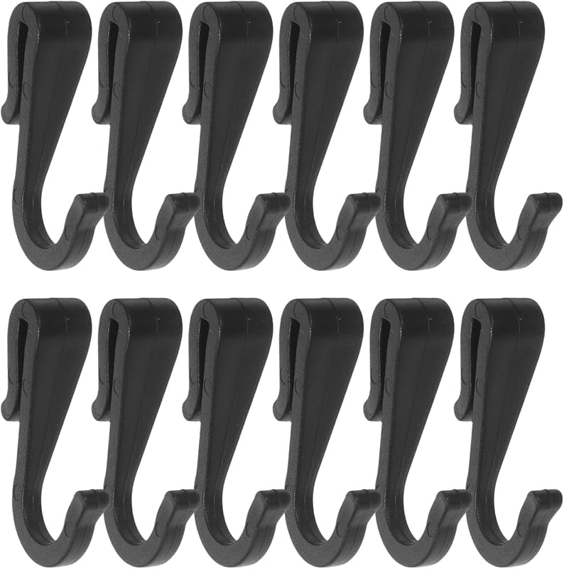 Ipetboom 12pcs Black Plastic S Hooks for Kitchen Utensils, Utility Accessory Hooks for Hanging Utensils, Bags, and Clothes on Wire Racks, Suitable for Kitchen and Pantry Organization