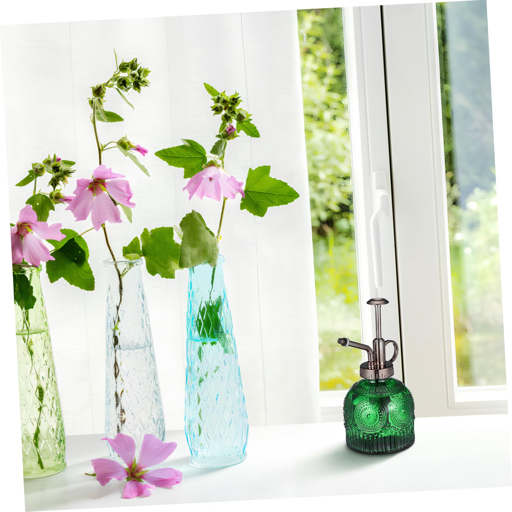 GALPADA 5 Pièces Bouteille Pulvérisateur Plantes Vaporisateur Main Élégant Vert avec Tête Cuivrée Vaporisateur Réutilisable pour Jardinage Intérieur et Extérieur