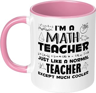 11 oz Funny Math Teacher Theme Coffee Mug Ceramic Water Cup Teacher Appreciation Week Gift for Friend Coworker Birthday Present for Educator Instructor Pink