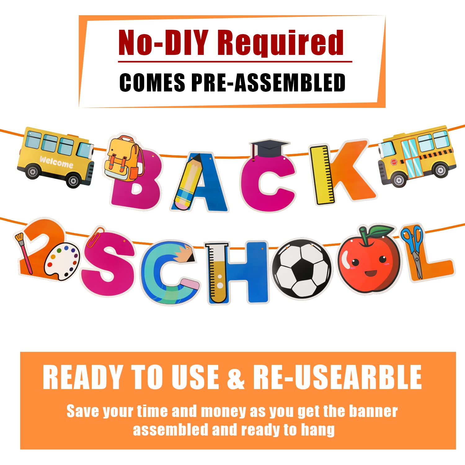 AIEX Back to School Banner, First Day of School Banner, 8inch Large ...