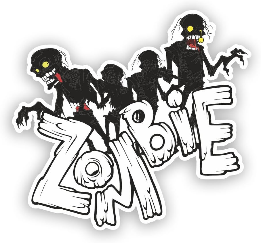2 x 15cm/150mm Zombie Vinyl Stickers Halloween Decoration #7410
