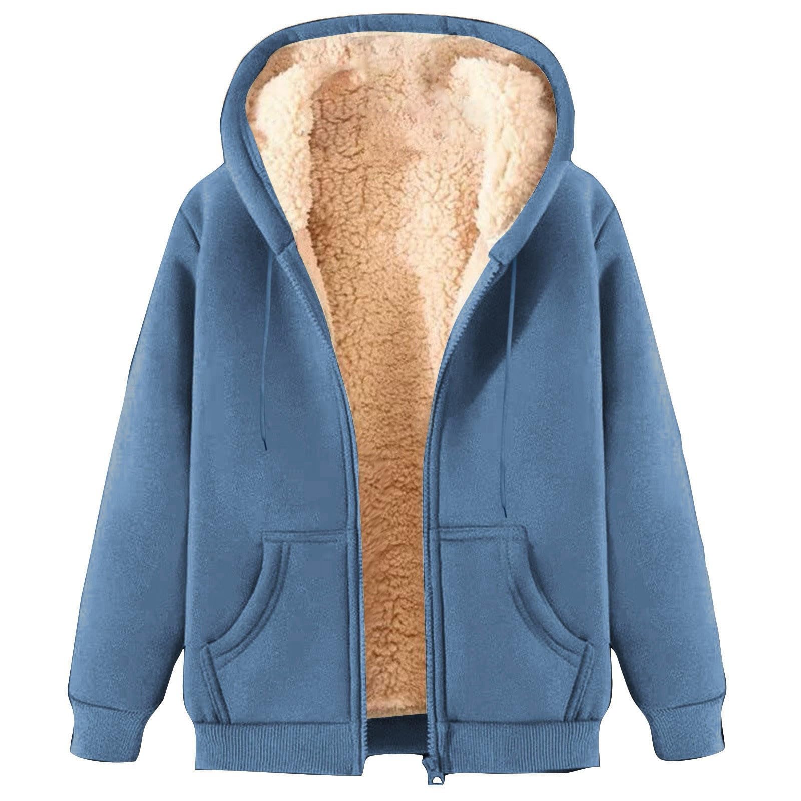 Mens Zip Up Hoodie Warm Fuzzy Fleece Lined Hooded Fall Winter Coat Casual Cozy Fleece Jacket with Pockets