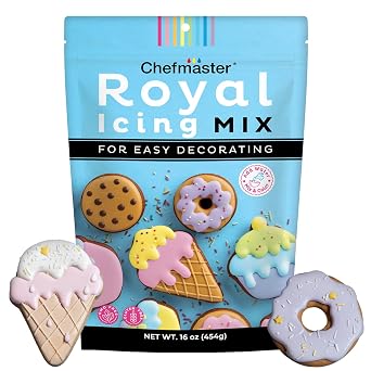 Chefmaster White Royal Icing Mix، تزيين ملفات تعريف الارتباط، صنع زخارف الكعك، سلس للغاية ومتعدد الاستخدامات، فقط أضف الماء، غير معدل وراثيًا، مصنوع في الولايات المتحدة الأمريكية، 16 أونصة