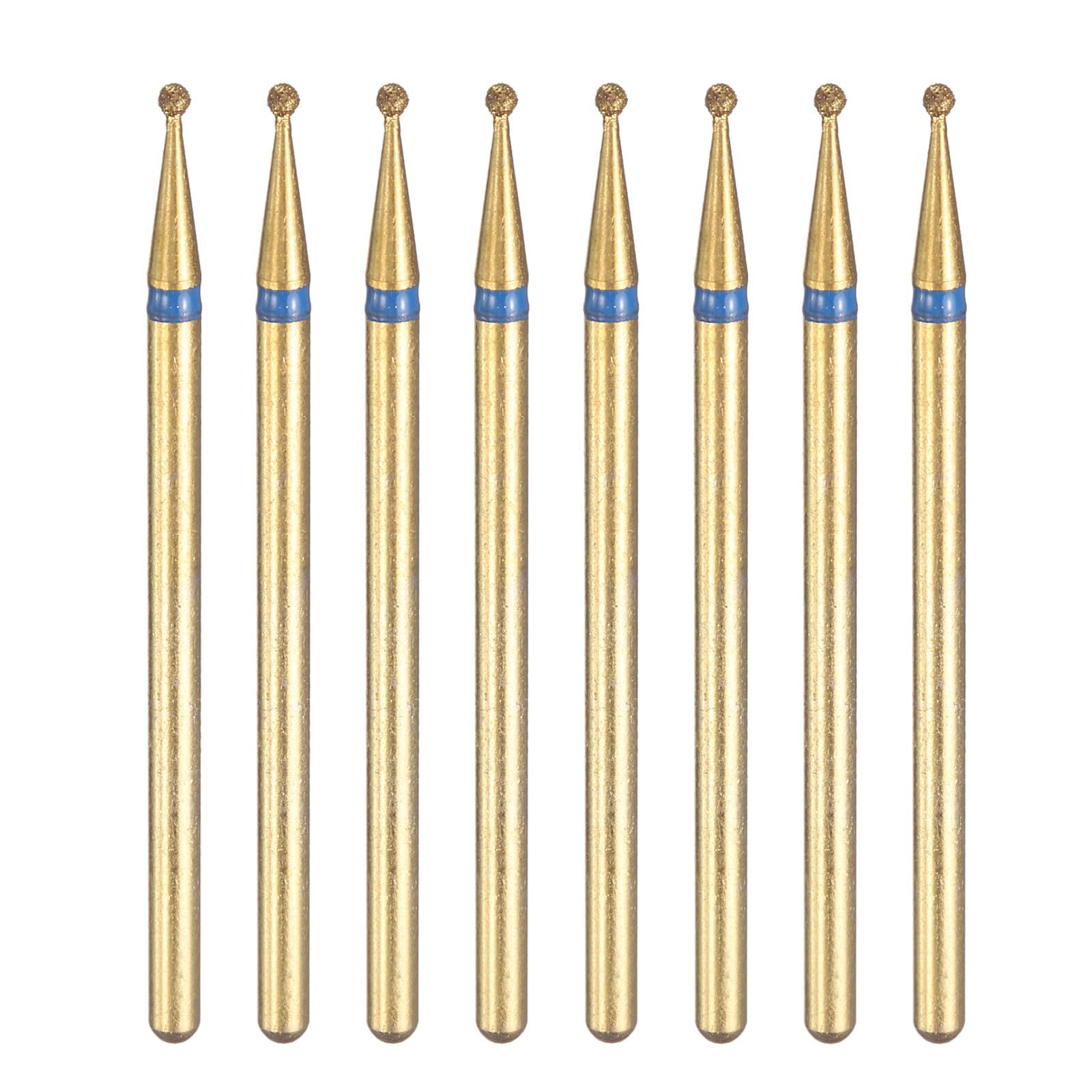 HARFINGTON 8pcs 120-140 Grits Diamond Grinding Bit 1.5mm Ball Head 2.35mm Shank 1.5mm Length Titanium Plated Stone Sanding Drill Bits Rotary Tool for