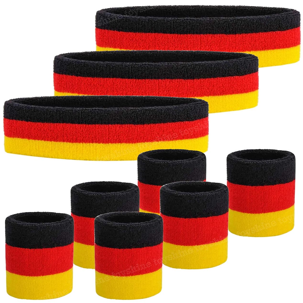 Toyshine 9 Pieces Sweatbands Set, Includes Sports Headband and Wrist Sweatbands Striped Sweat Band for Athletic Men and Women - Red Black (B0CC4XWNQQ) Amazon Price History, Amazon Price Tracker