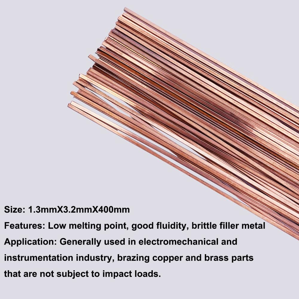 10/20/40/60/80PCS Phosphorus Copper Electrode Welding Wire,Brass Welding Rod,Phosphorus Soldering Rod Tool 1.3mmx3.2mmx400mm Light Weight for Optimal Welding Results (80)