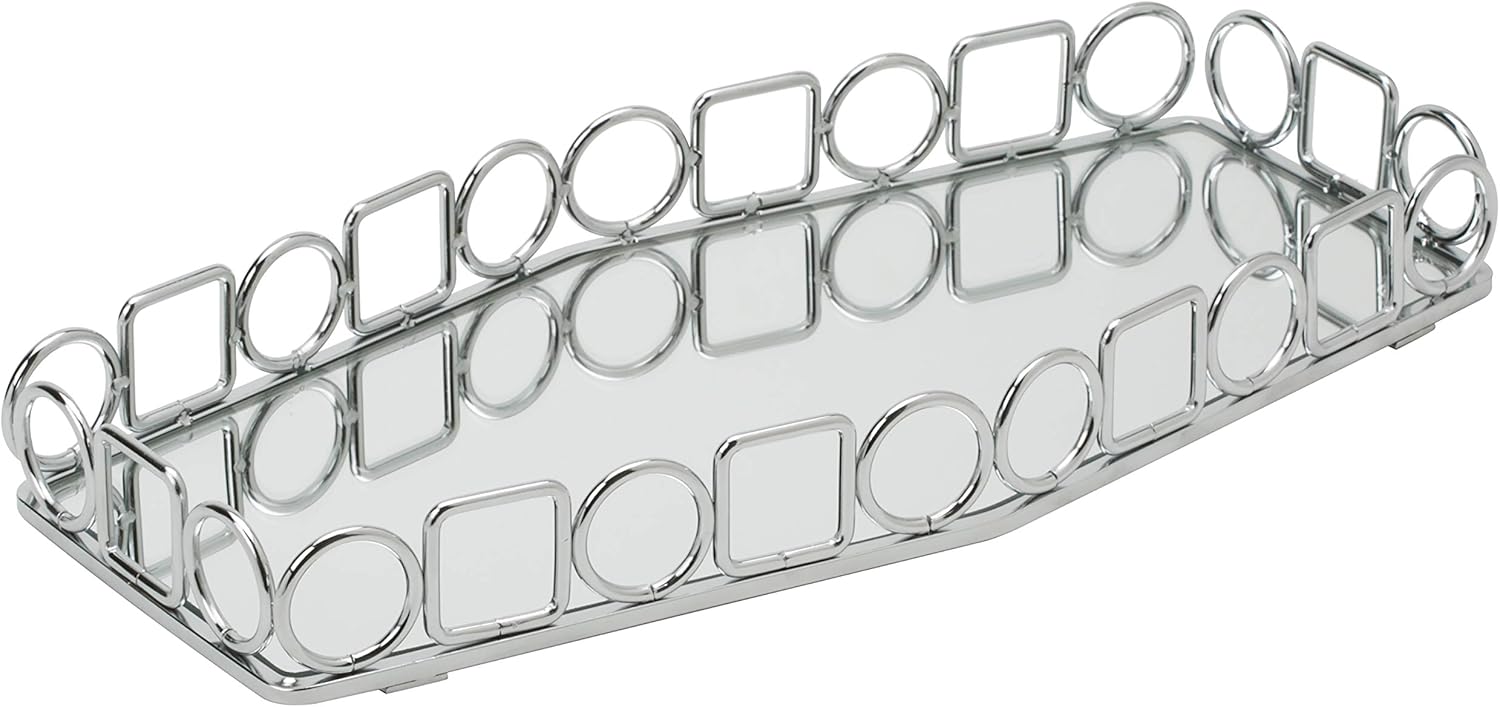 Miroir Cristal Plateau De Courtoisie, Décoratif Fleuri Plateau Pour