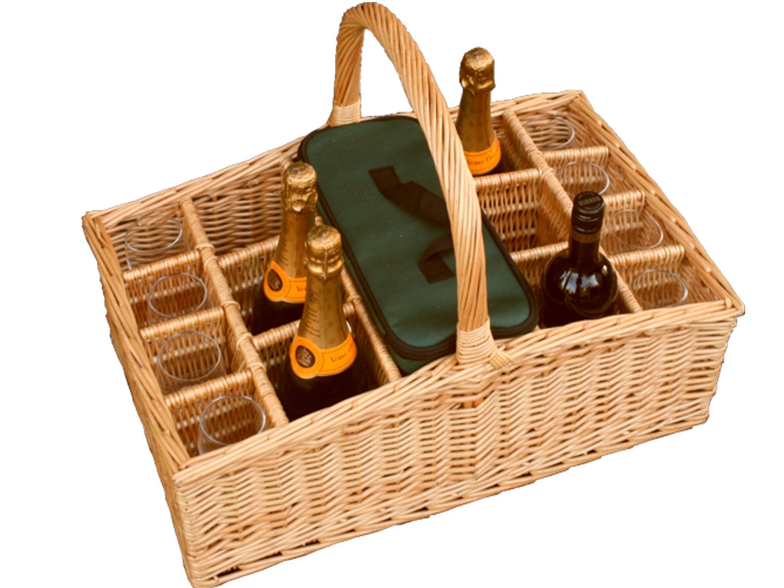 Red Hamper Wicker Willow Large Drinks Basket Carrier