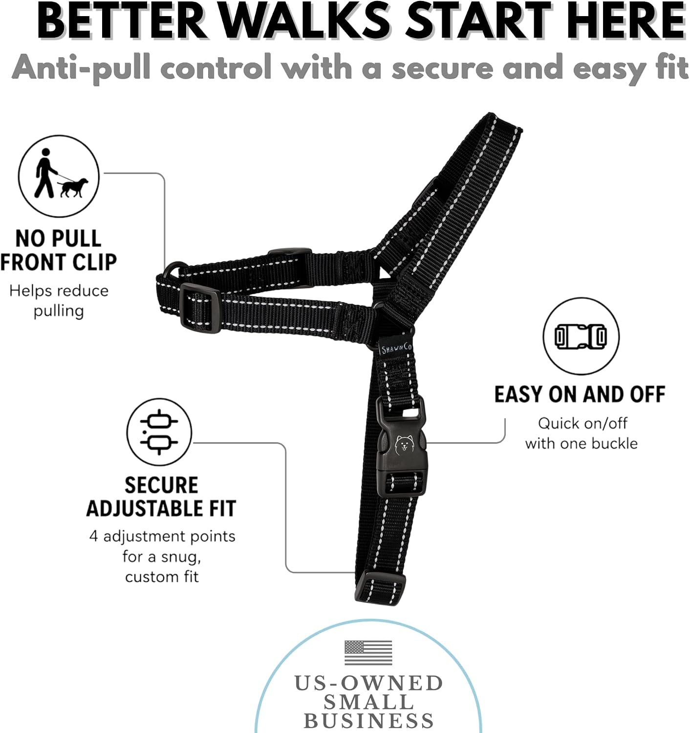 ShawnCo Dream Walk Pro No-Pull Dog Harness (Midnight, Small) image 3