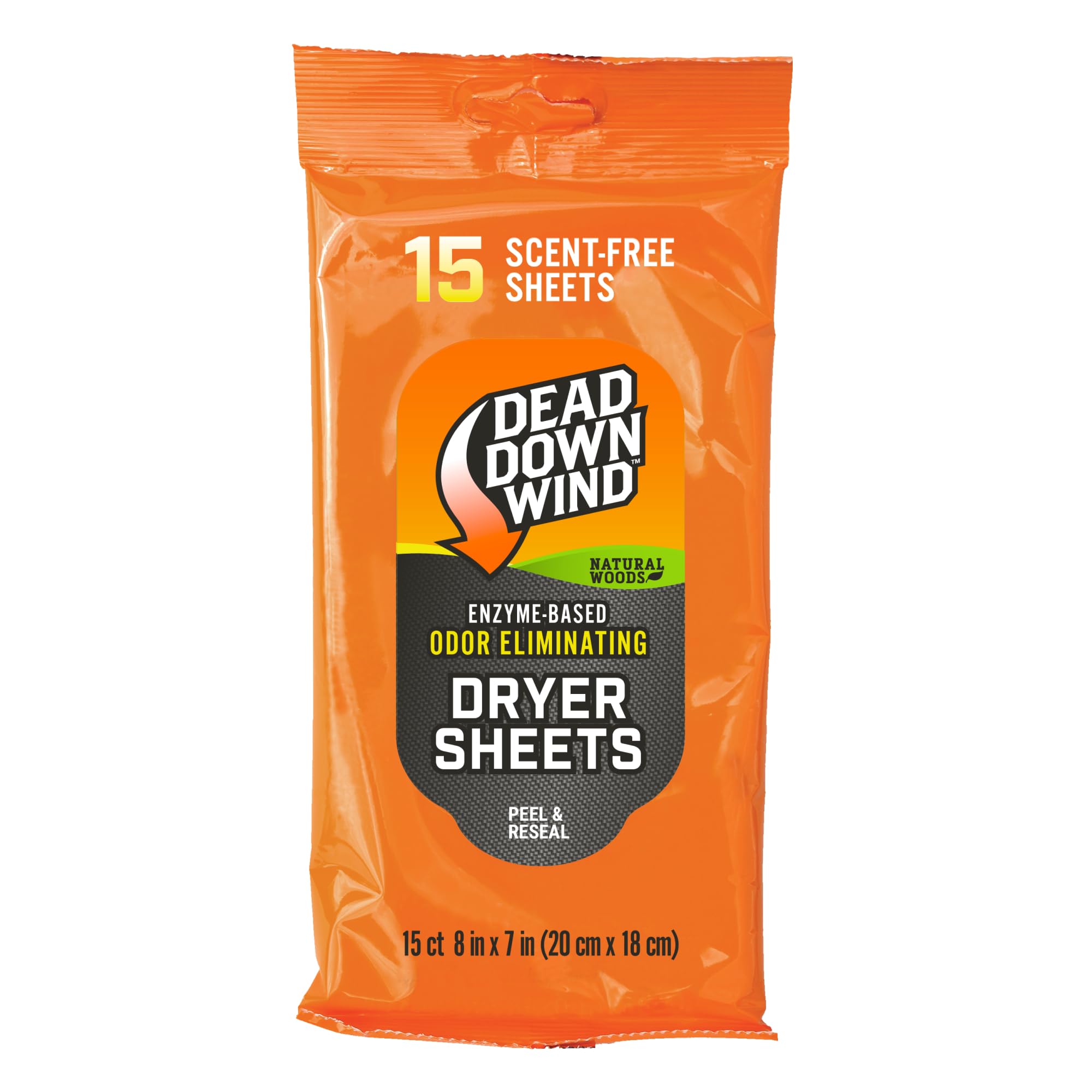 Natural Woods Scented Odor Eliminating Dryer Sheets (15Ct) - Hunting Scent Control - Durable Hunting Scent Eliminators - Advanced Hunting Laundry Gear