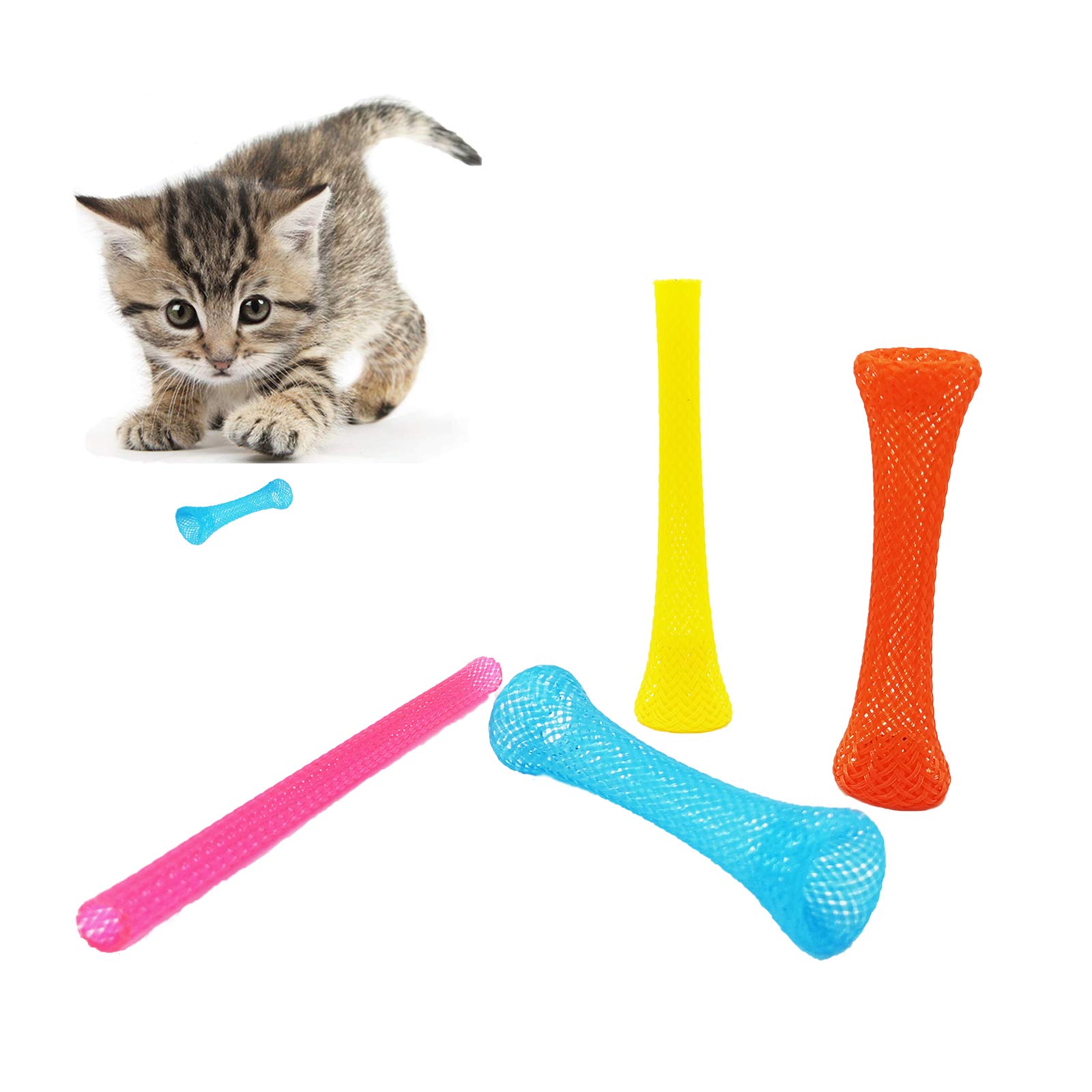 ISMARTEN 48 Pack Cat Tube Spring Toy, Interactive Cat Toy for Indoor Cats, Colorful Cat Plastic Coil for Kittens to Swat, Bite, Hunt (Random Color)