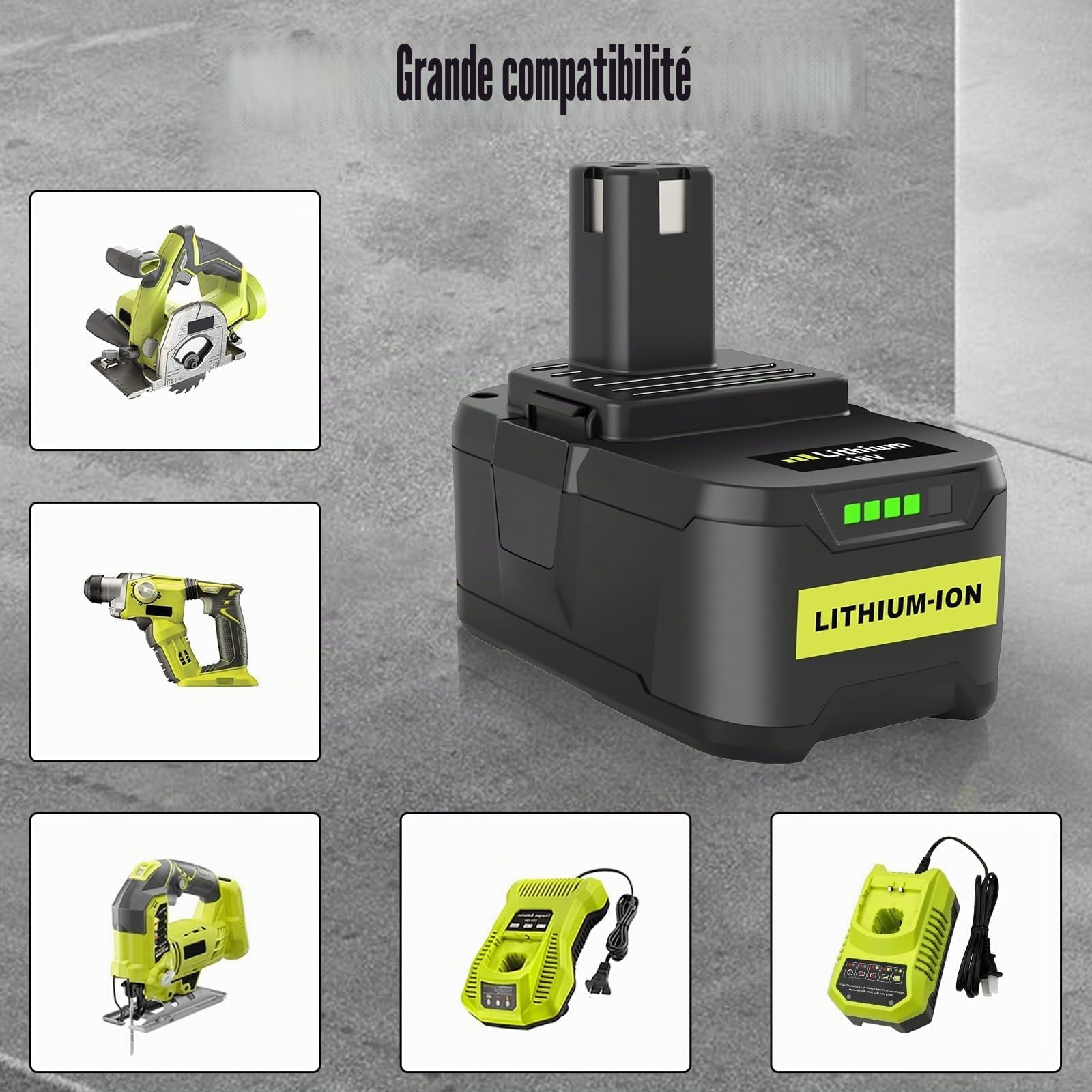 Catastro 2 pièce 5500mAh Remplacement pour Ryobi Batterie 18V RB18L50 Compatible pour Ryobi 18V Batterie P108 P107 P122 P104 P105 P102 P103 RB18L40 RB18L25 avec Indicateur LED