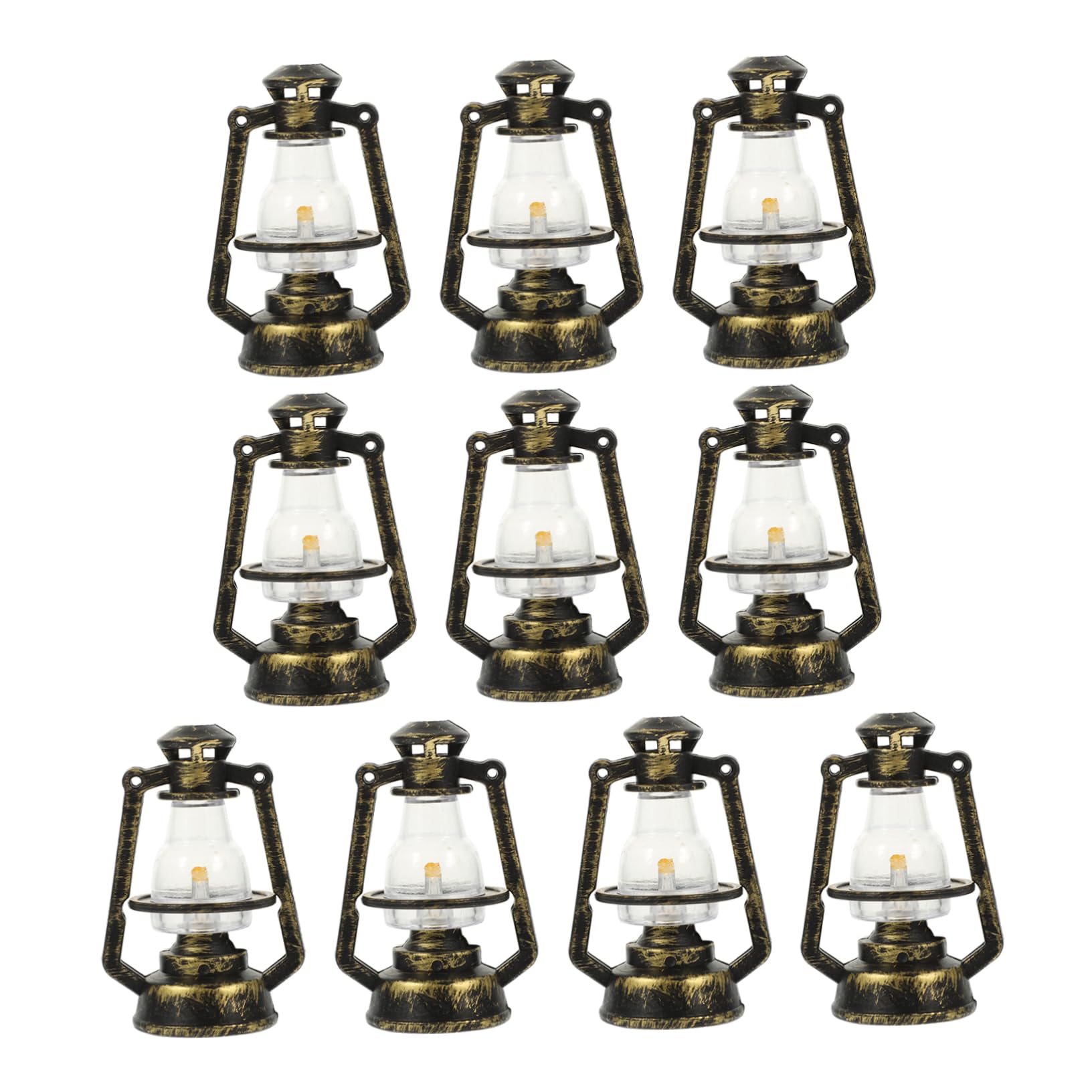 10Pcs Miniature Kerosene Lamp Ornament Vintage Kerosene Light Decor for Christmas Halloween Retro Lantern Light Decor for Home Tree Decorations
