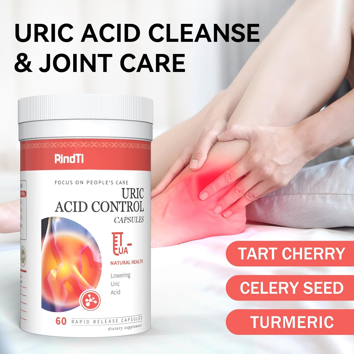 Purge Uric Acid Flush Detox and Cleanse with Tart Cherry, Celery Seed Extract and Turmeric for Daily Joint Comfort and Kidney Support, 60 Capsules - Image 5
