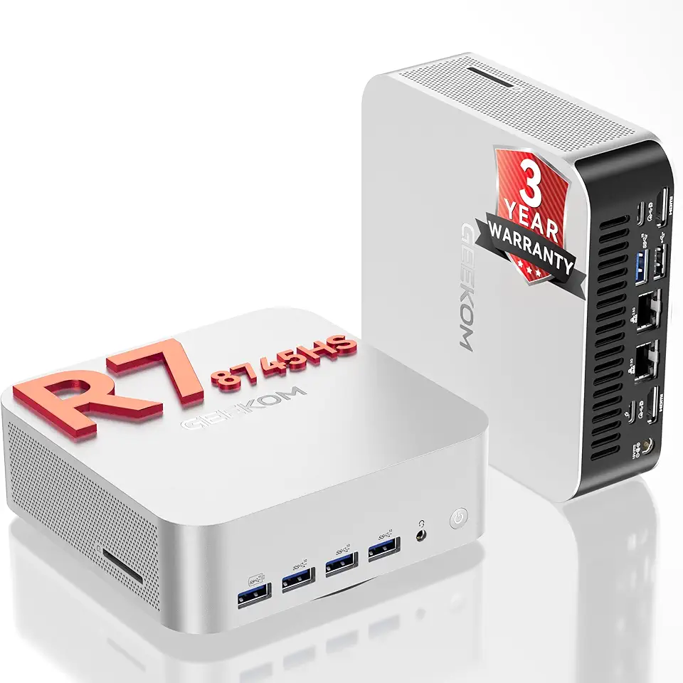 GEEKOM A8 Max Mini PC (Ultimate Performance), AMD Ryzen 7 8745HS (Advanced Computing), Dual LAN Mini Desktop, 16GB DDR5 RAM &amp; 1TB SSD, Radeon 780M Graphics, Windows 11 Pro, USB4, 8K Support