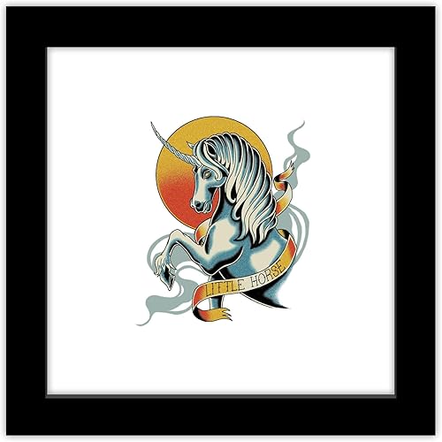 Trends International Gallery Pops The Witcher Season 3 - Arte de pared con tatuaje de caballo pequeño, versión enmarcada negra, 12 x 12 pulgadas