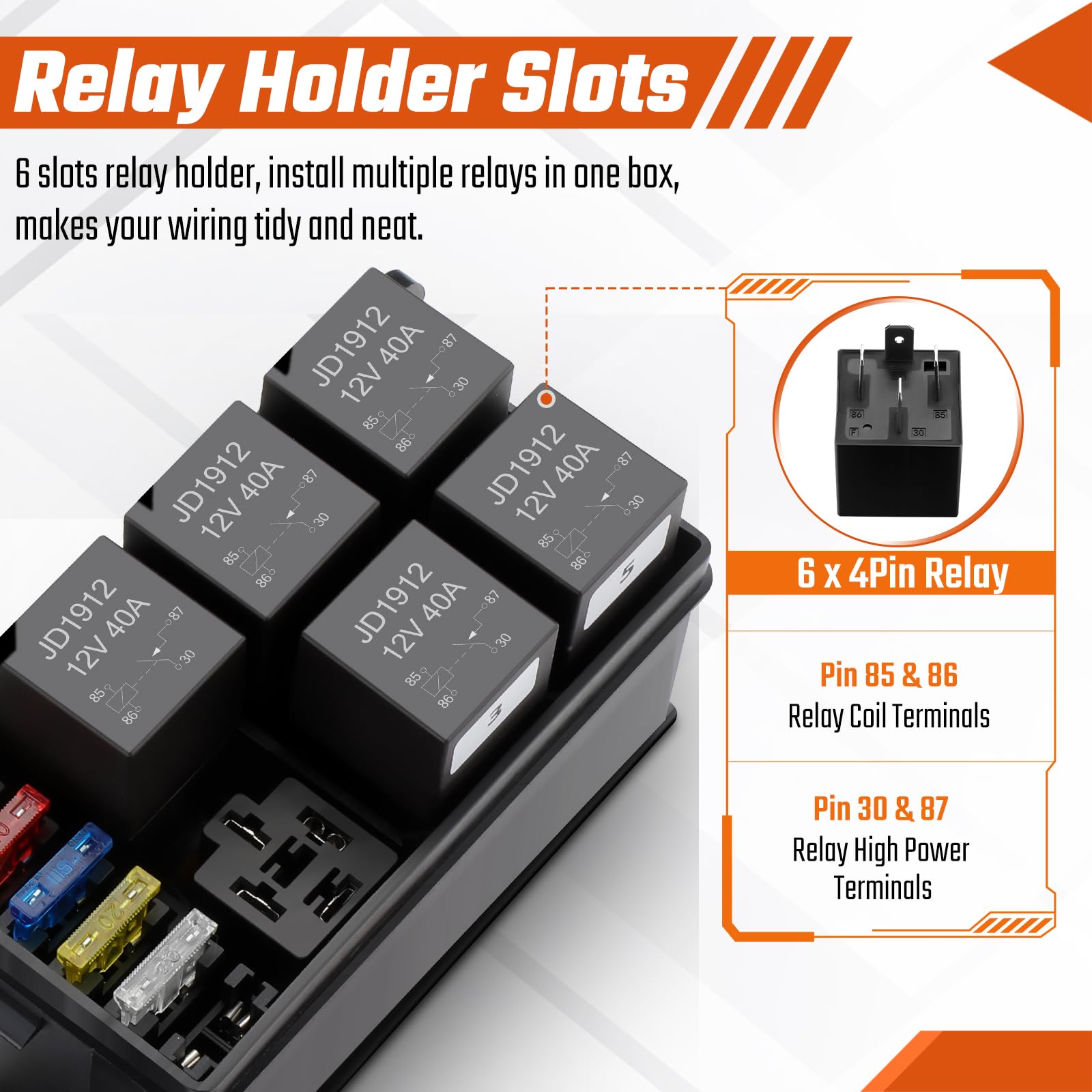 12 Volt Fuse Block 12V Fuse And Relay Box, 4 Way 4 Pin 6 Slot, Fuse ...