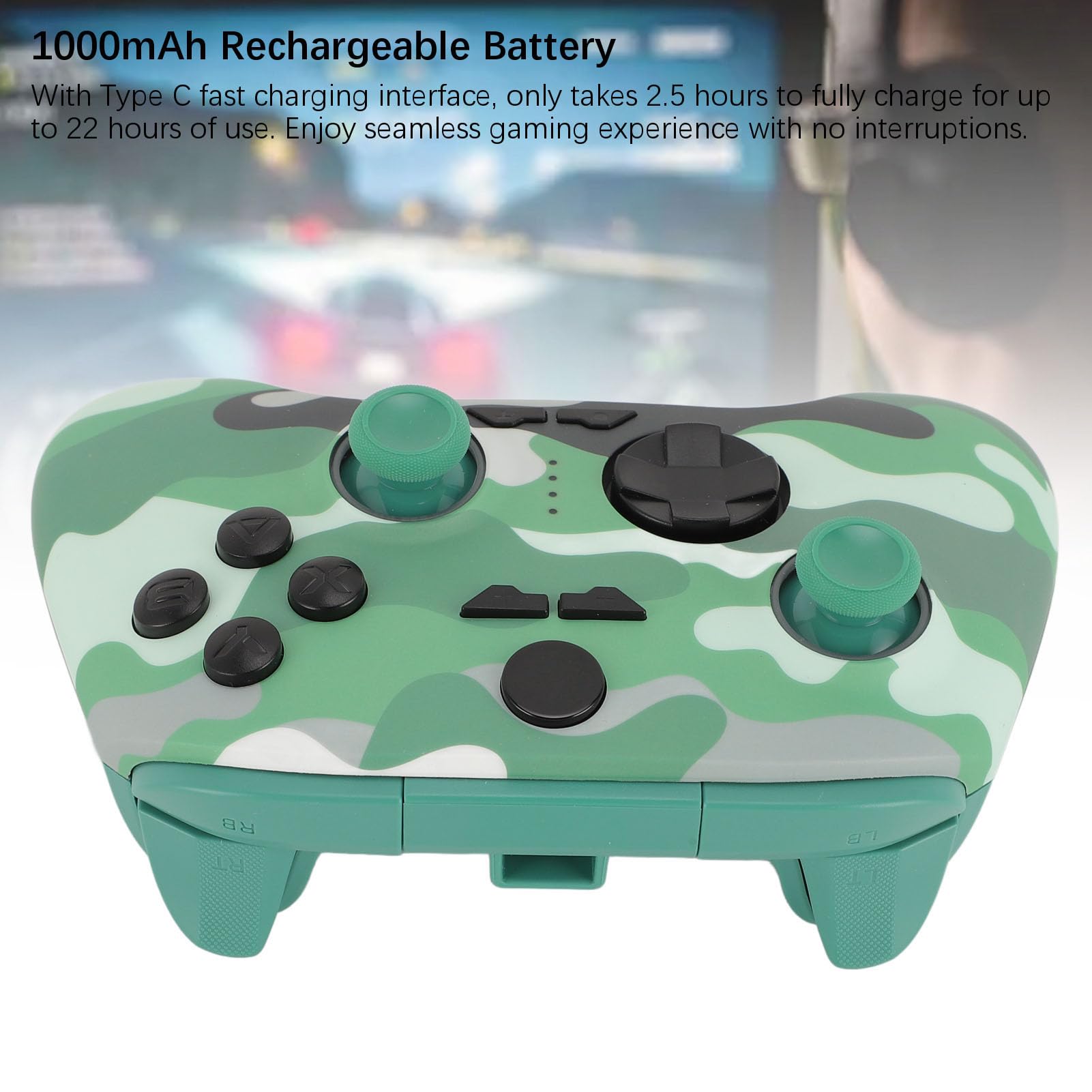 Controller di Gioco Wireless Illuminazione a LED RGB Gamepad Wireless Antiscivolo per e PC Batteria da 1000 MAh (Verde mimetico)