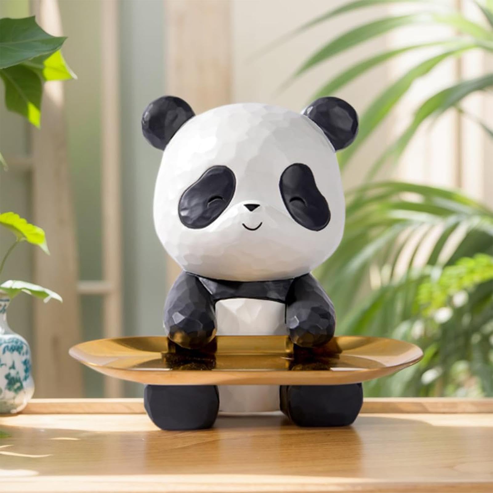Portachiavi E Portafogli A Forma Di Panda In Resina – Statuetta Scultura Animale – Organizer Per Gioielli, Orecchini – Decorazione Da Scrivania - 2