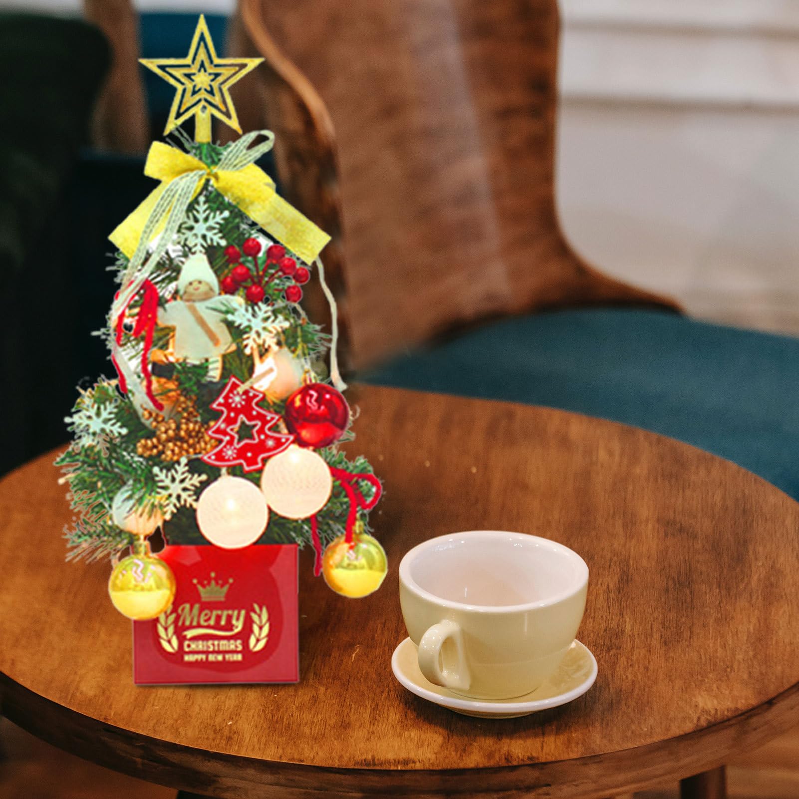 Árbol de Navidad de Escritorio | Adornos de Mesa de árbol Artificial con Forma de Estrella,Regalos navideños y decoración de Fiestas, centros de Mesa para Ventana de Escritorio navideña Zorq
