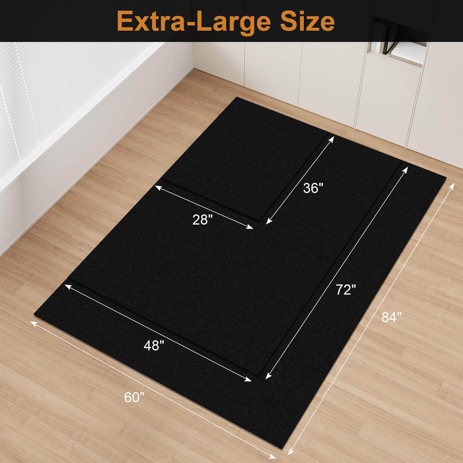 Extra große Katzenstreumatte, 121,9 x 182,9 cm, rutschfeste Gummimatte für mehrere Indoor-Katzen, rutschfeste Katzenstreu, leicht zu reinigen, Jumbo-Größe, sauber für den Innenbereich, Bodenfang