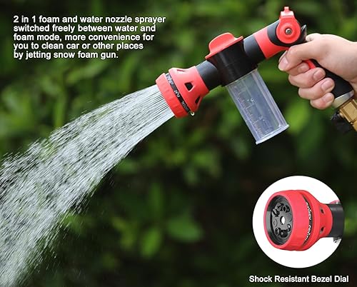 Miniatura 2 de ESOW Boquilla de manguera de jardín, pistola rociadora de espuma de alta presión, patrón de pulverización de 8 vías con botella dispensadora de