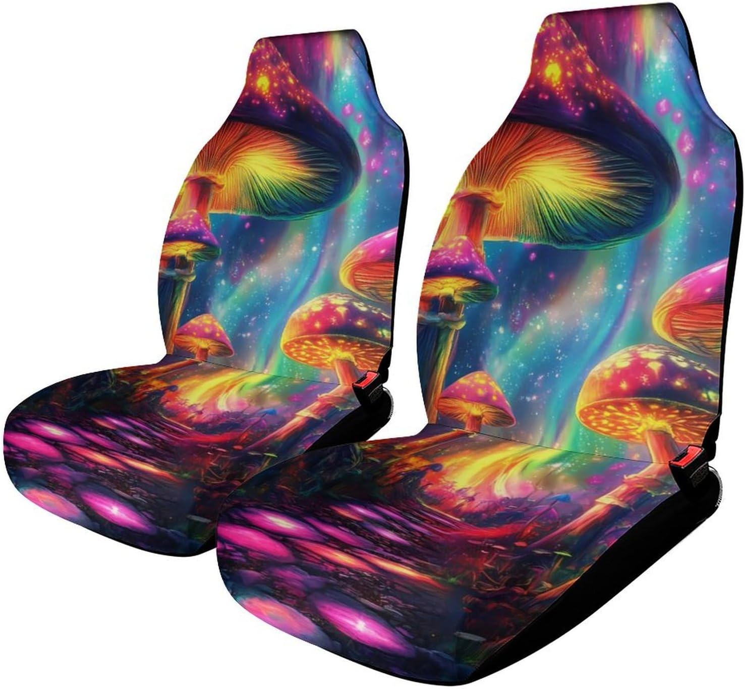 Tie Dye Mushroom Print Car Seat Covers Universal Car Front Seats Protector Auto Interior Accessories 2PCS