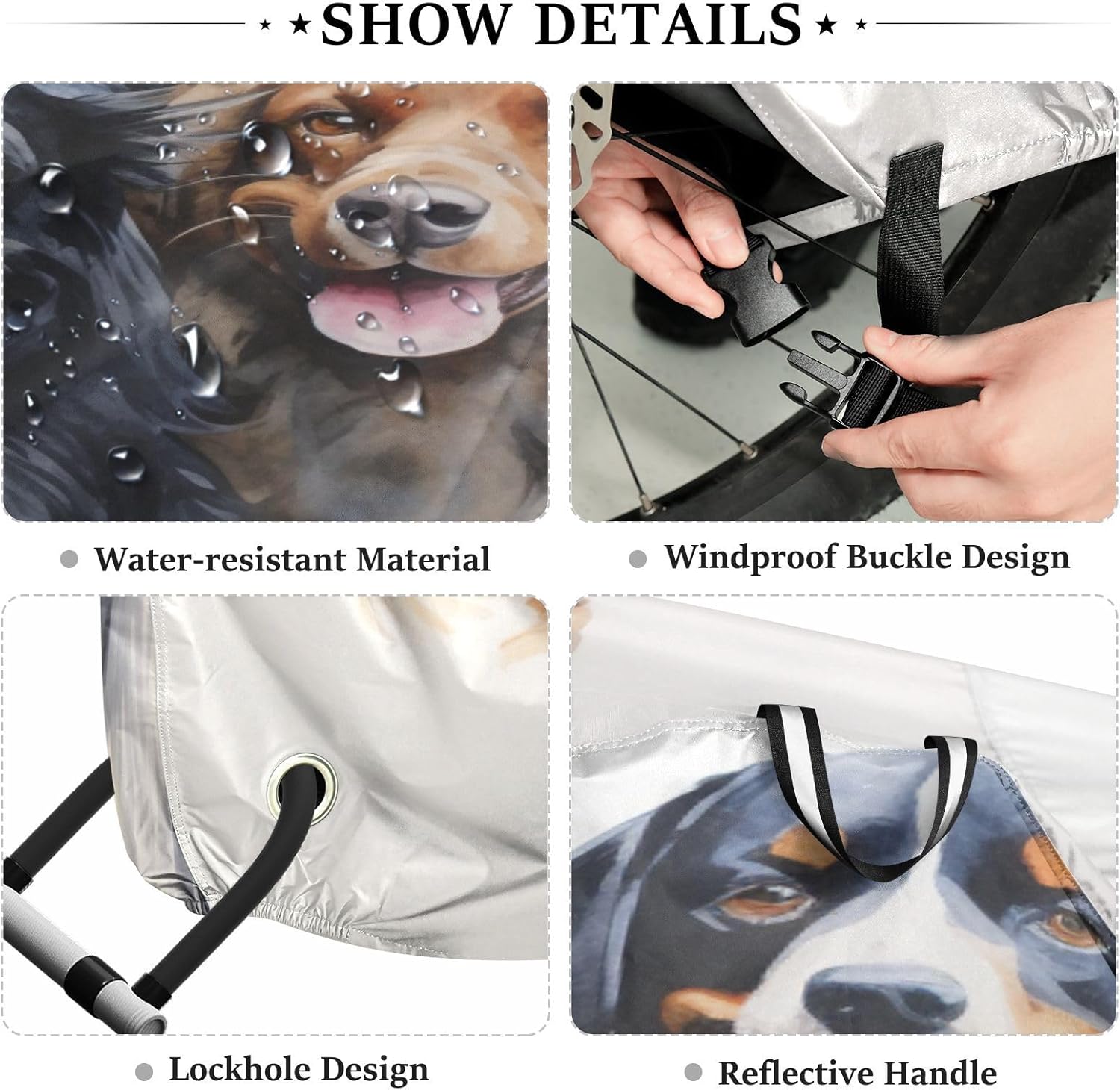 ALAZA Cute Dog & Puppy Bike Cover Waterproof Outdoor Ebike Bicycle Covers Tarp Protection for 1/2 Bikes, Sun UV Dust Wind Proof