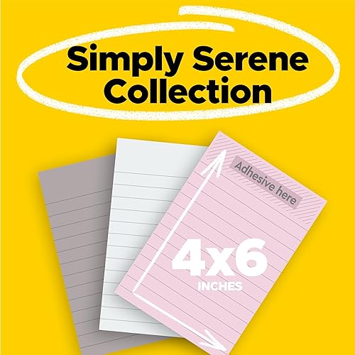 Miniatura 2 de Post-it Notas rayadas súper adhesivas de 4 x 6 pulgadas, Simply Serene 3 blocs por paquete, 90 hojasbloc