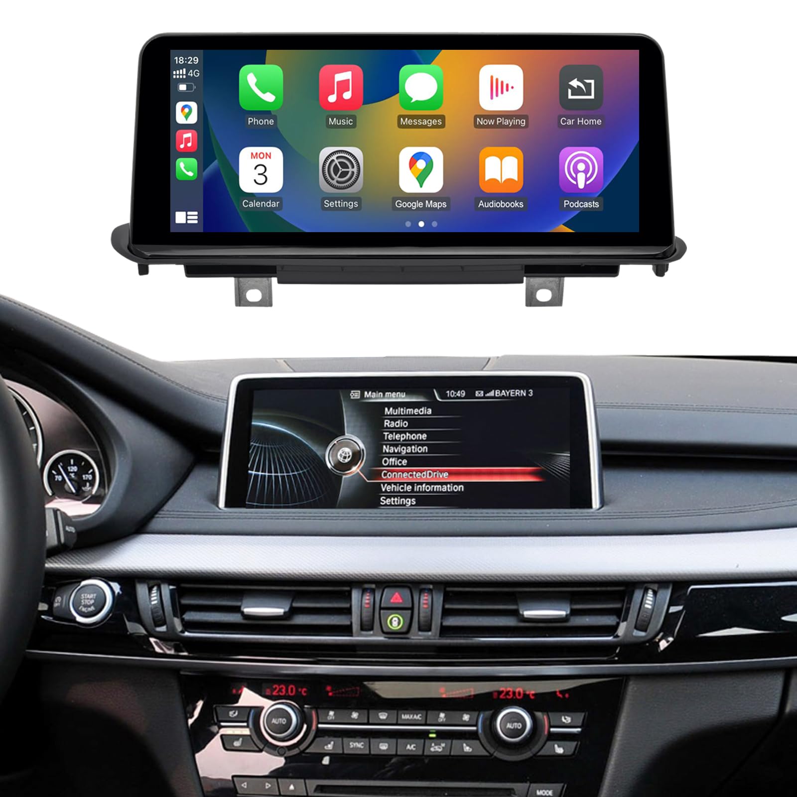 NINETOM 10.25 inch Touchscreen Wireless CarPlay Android Auto Multimedia Car Radio Receiver Compatible with BMW X5 X6 Series with NBT System, F15/F16/F85/F86 (2014-2016)