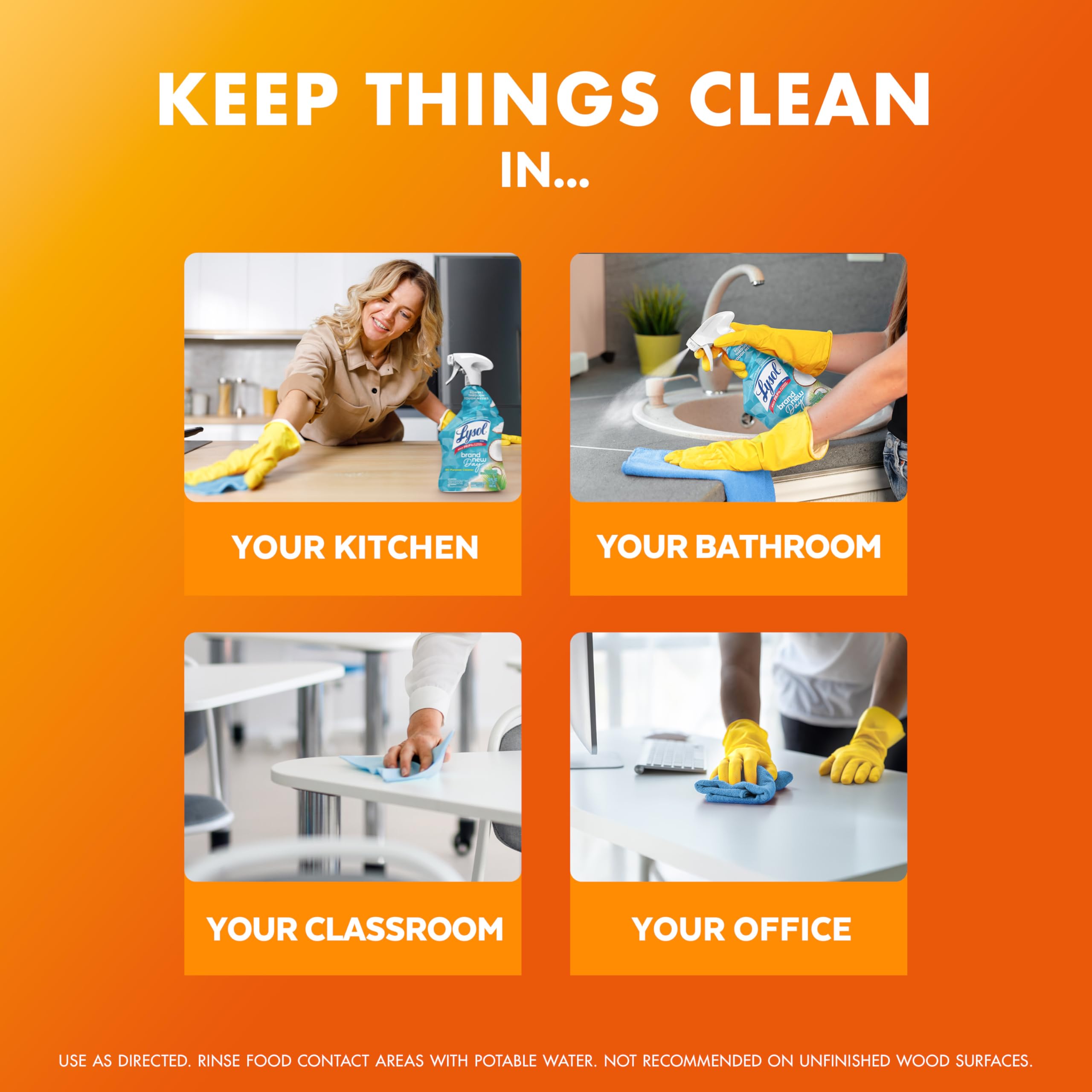 Lysol All Purpose Cleaner Spray, Multi-Purpose Disinfecting Spray, Kitchen & Bathroom Cleaner, Mango & Hibiscus Scent, 32 Fl Oz