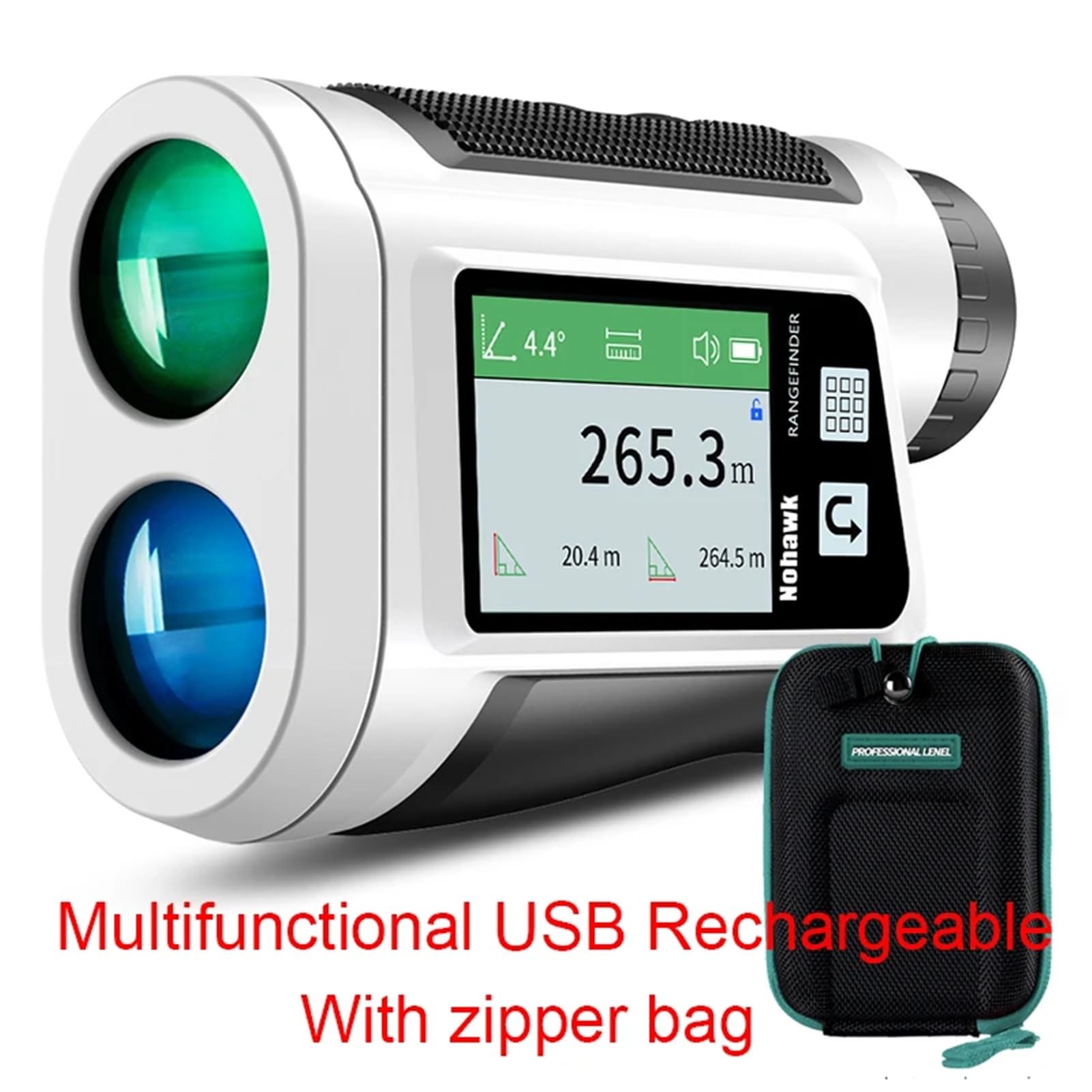 Telescopio multifuncional for telémetro de Golf, medidor de distancia de pendiente con bloqueo de bandera, apto for Monocular de construcción de caza(GRAY,1200m)