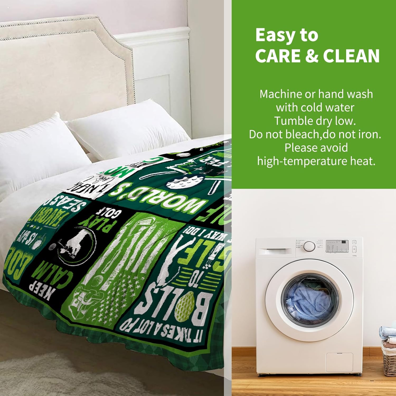 Golf Blanket Gifts for Men Dad Husband Boys Golfers Birthday Christmas Valentine Presents Golfing Theme Decor Home Bedroom Living Room Sofa Couch Soft Cozy Fleece Kids Adults Teen Women Throw 60"x50" - Image 6