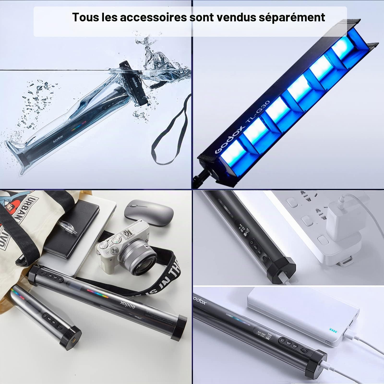 Godox TL30 Tube Lumineux RGB, CRI 97+ TLCI 99+ Photographie Lumière LED | 2700-6500K, Trois Modes RVB, CCT, HSI Permettent D'obtenir Jusqu'à 36000+ Couleurs pour Tournage, Réalisation de Films, Vidéo