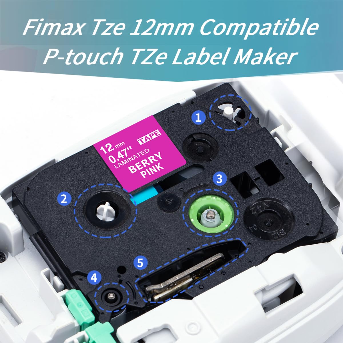 Fimax Ptouch Tape 12mm Pink Replacement for Brother TZe-MQP35 Tz