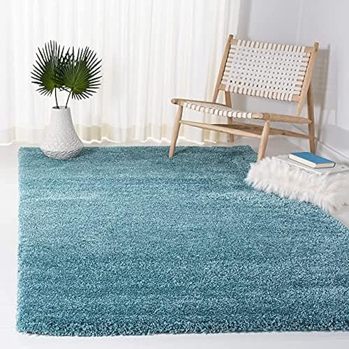 SAFAVIEH Milan Shag Collection Area Rug - 6' x 9', Aqua Blue, Solid Design, Non-Shedding & Easy Care, 2-inch Thick Ideal for High Traffic Areas in Living Room, Bedroom (SG180-6060)