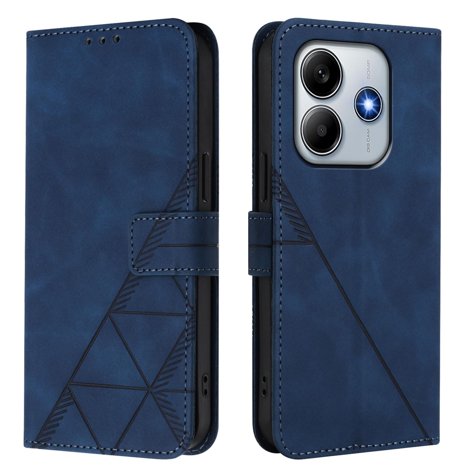 Étui Redmi Note 14 5G LEMAXELERS en cuir PU bleu avec porte-cartes