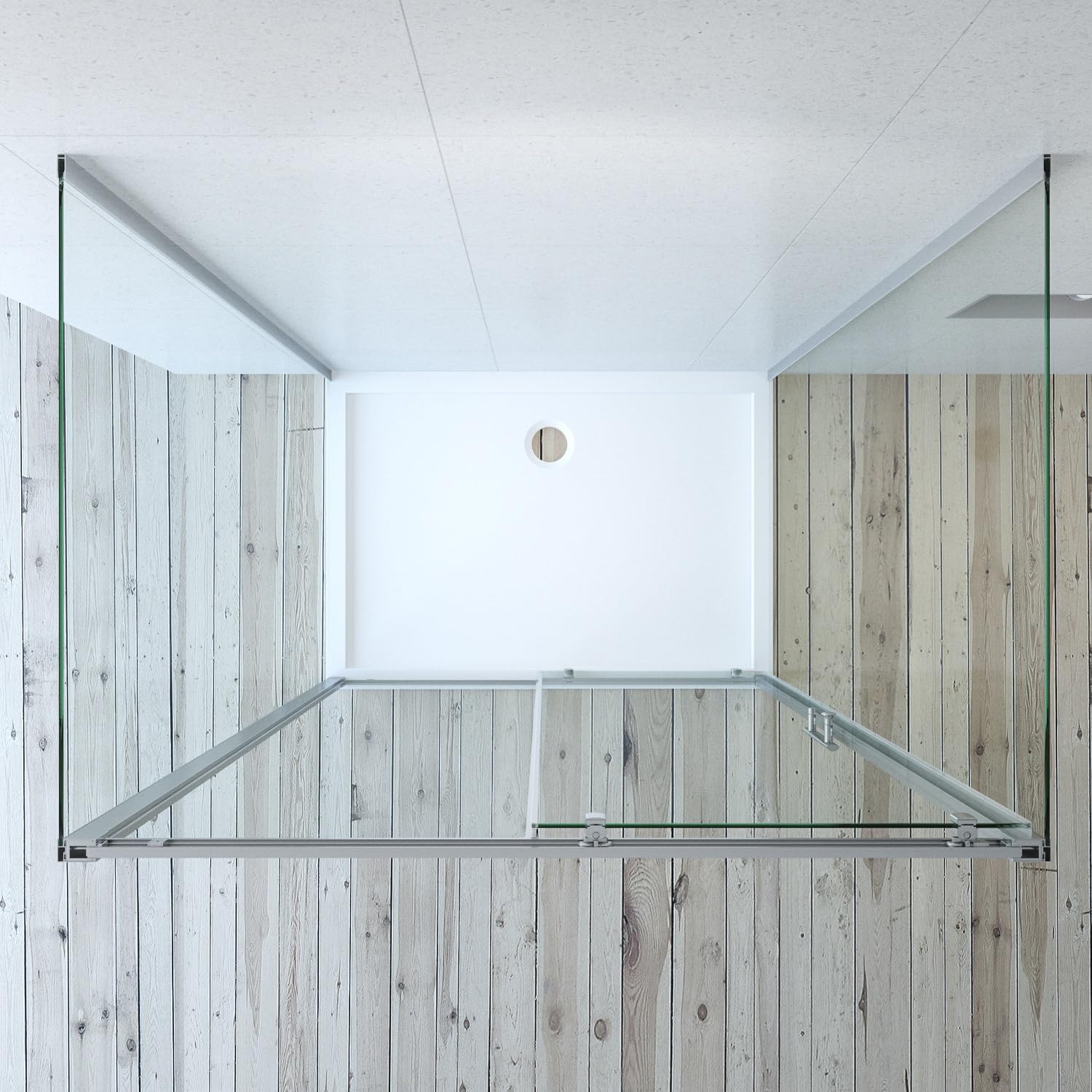 Duschkabine Eckeinstieg U Form Dusche 100 x 90 x 185 cm Duschabtrennung 3 Seiten U Kabine Eckdusche Schiebetür mit Seitenwand Freistehend Sicherheitsglas ESG klar ohne Duschwanne Duschtasse