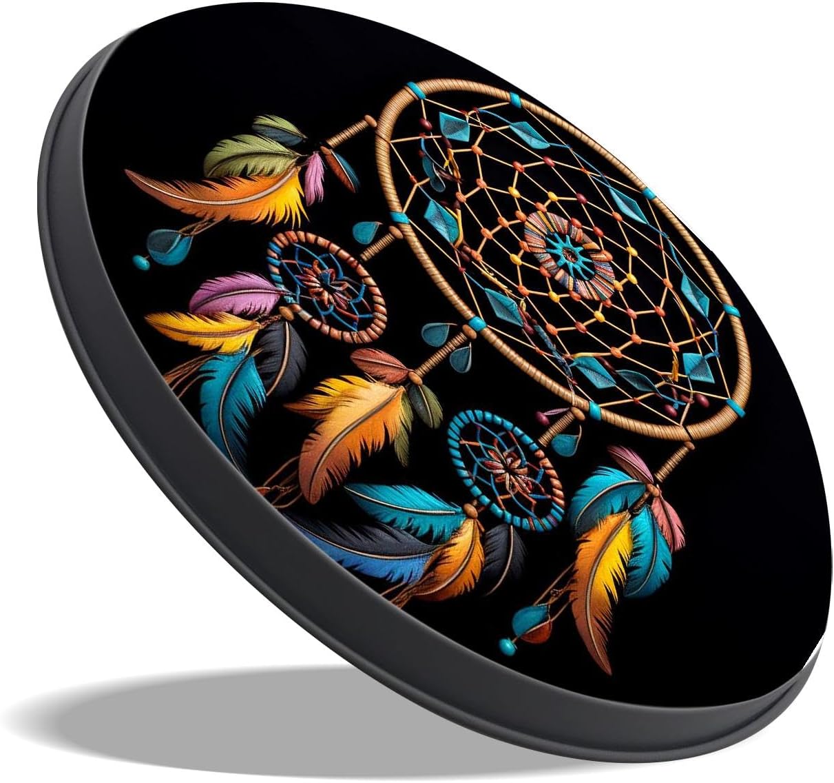 Mandala Dreamcatcher Gold Feather Multicolor Set of 4 Stove Burner Covers - Premium Round Electric Stove Range Protectors,8 IN & 10 IN