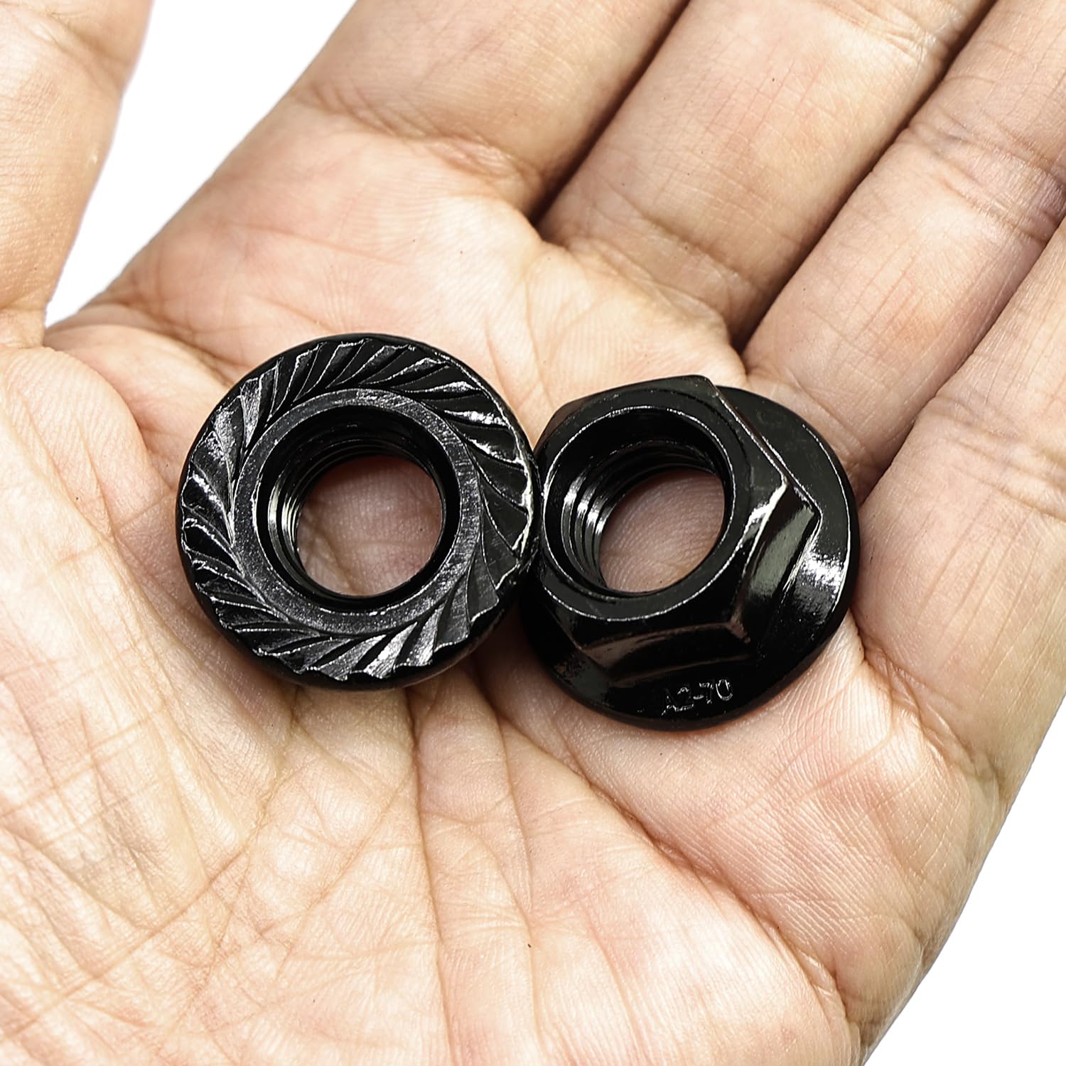 M12-1.75 Serrated Flange Hex Nuts, Hexagon Flange Nuts 304 Stainless Steel Black Oxide, Metric Hex Lock Nuts, DIN6923 (20 pcs) - Image 2