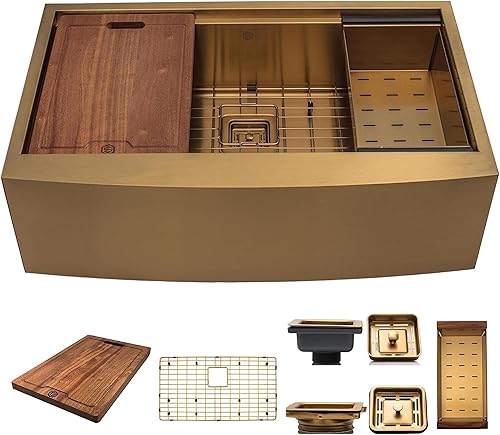 Miniatura 8 de Strictly Sinks - Fregadero de cocina de acero inoxidable de 33 pulgadas para montar debajo de la parte inferior del delantal, fregadero de cocina de