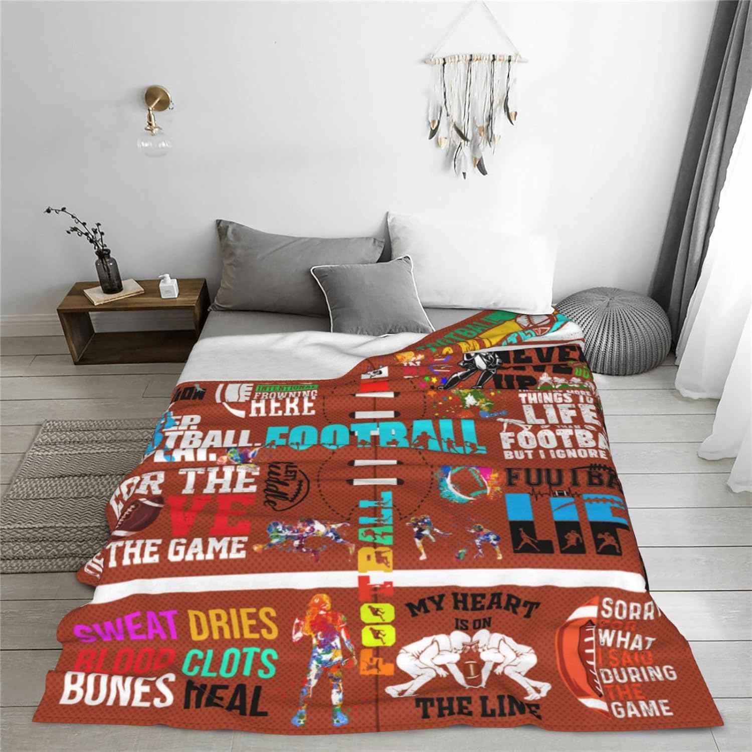 Football Blanket Gifts for Boys Girls, Football Lovers Throw Blanket Super Soft Lightweight Travel Bed Sofa Blankets for Sport Fans Kids Adults Player Coach 50" X 40"