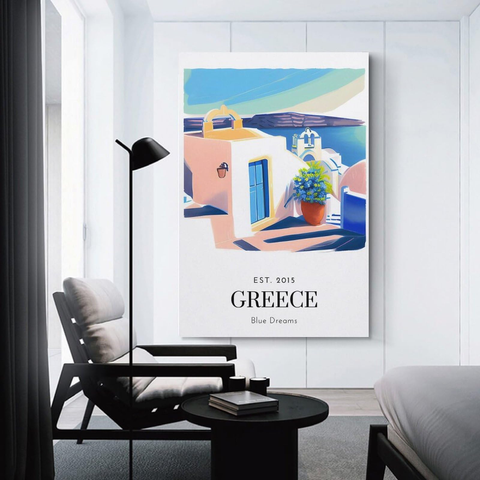 Junmoney Beautiful Greece Home Decor Wall Art 20x30inch(50x75cm), for Home, Office, Studio Or Guest Room, Canvas Wall Art That Fits Changing Layouts