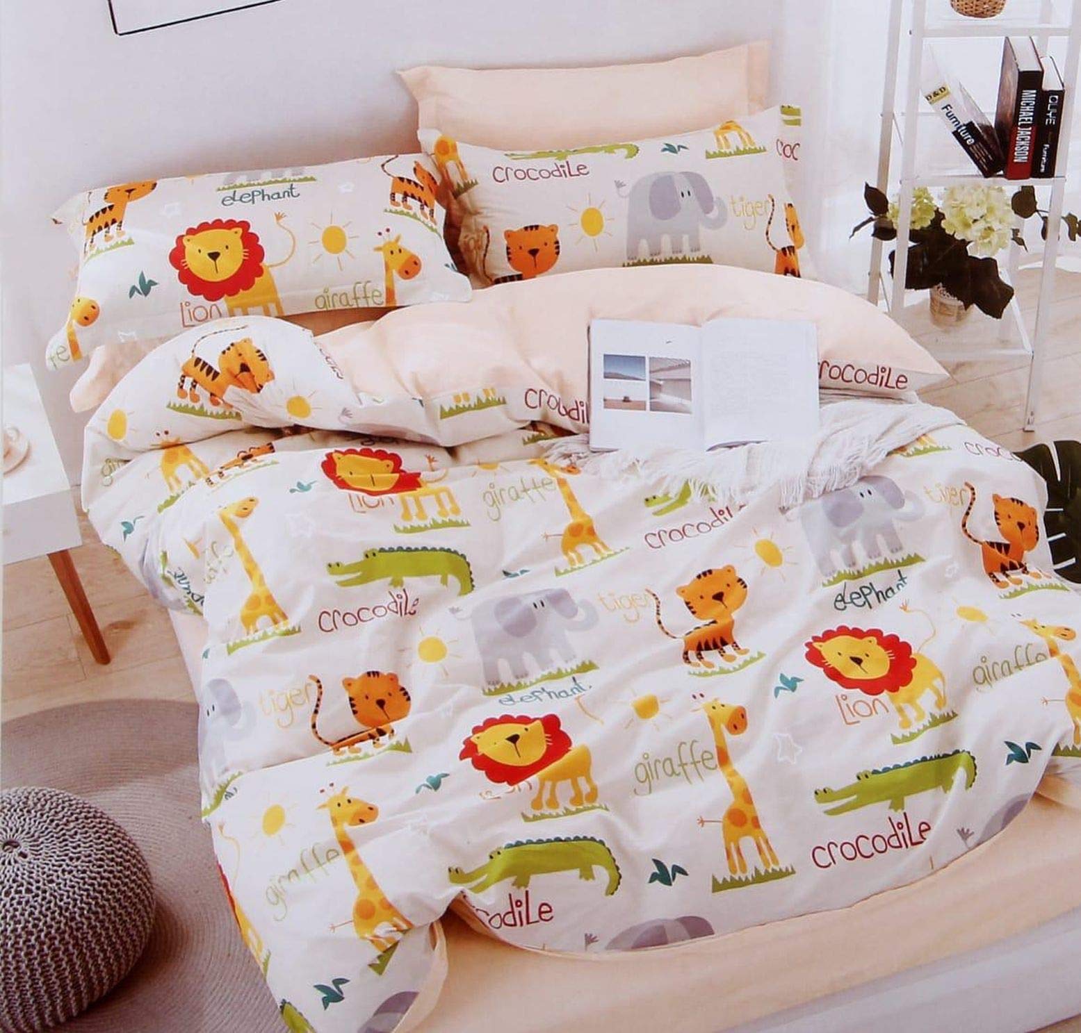 Mosho Kids Cotton Cartoon Animal Print Print Bed Sheet 180 TC Glace with Pillow Covers (Double Bed, Yellow) (B08L88Z4MK) Amazon Price History, Amazon Price Tracker